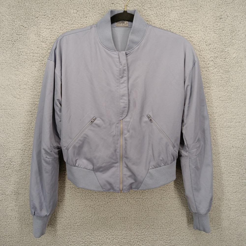 Gymshark Bomber Jacket XS Full Zip Athletic Lightweight Coat Dove Gray Lavender